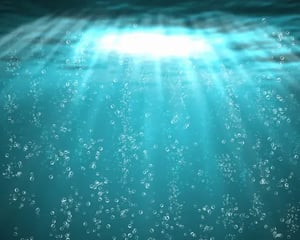 Illustration of blue sea underwater with air bubbles_Dev